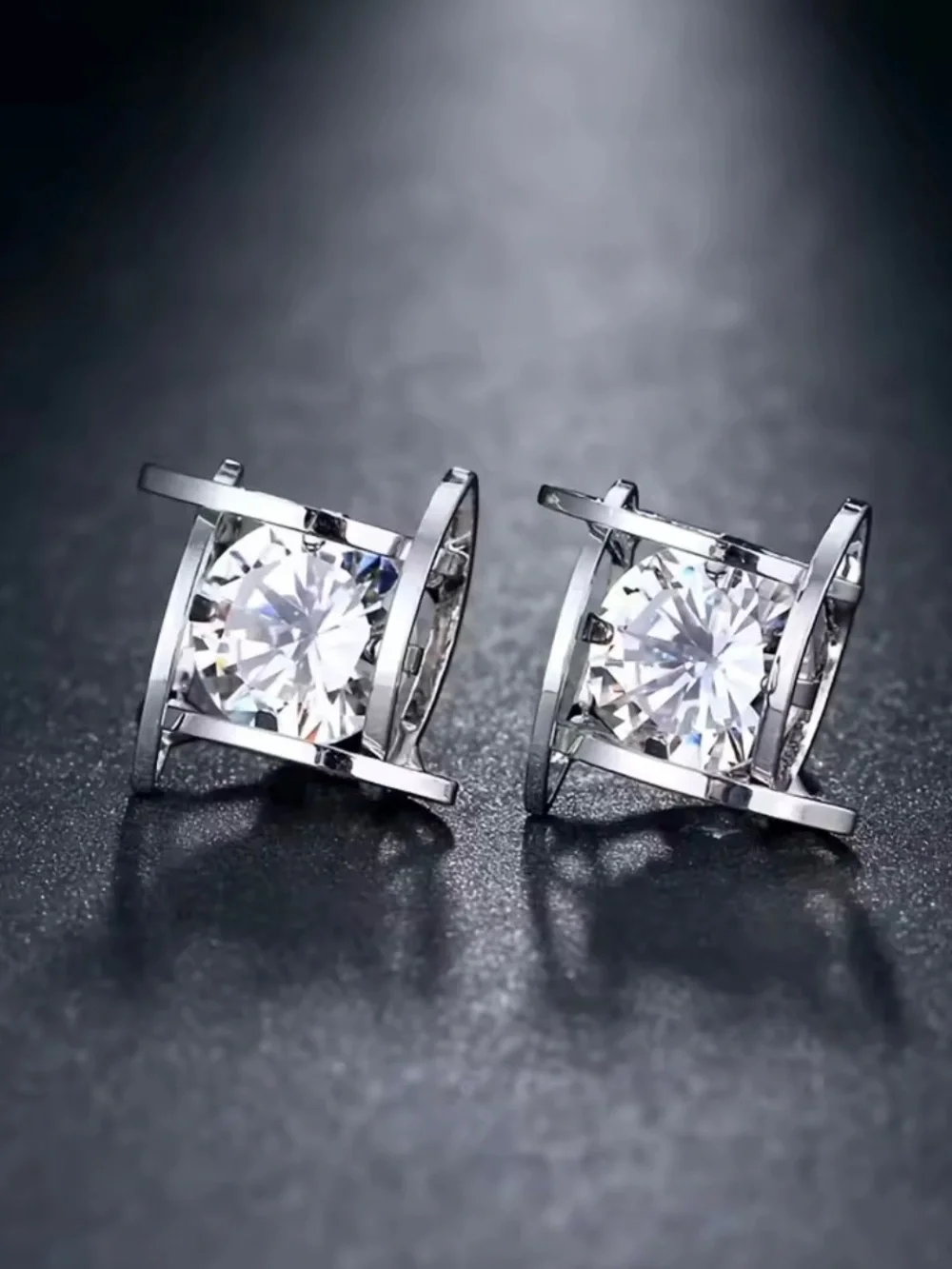 Italian Luxury Boutique Diamond Simulant Crystal Stud Earrings NWOT